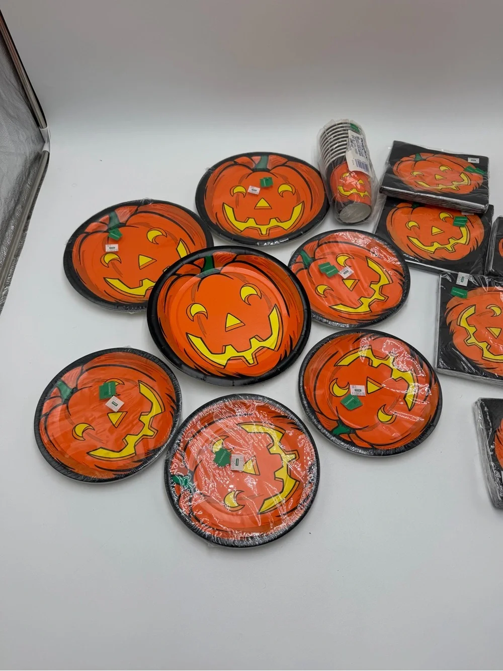 Vintage DesignWare Halloween Pumpkin Party Lot Plates Napkins Cups